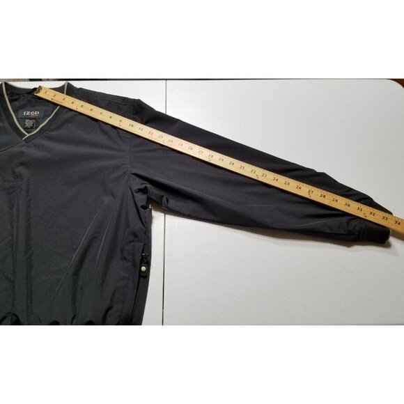 IZOD XFG Long Sleeve V-Neck Black Mesh Lined Golf Windbreaker Pullover Men's M - Picture 7 of 10
